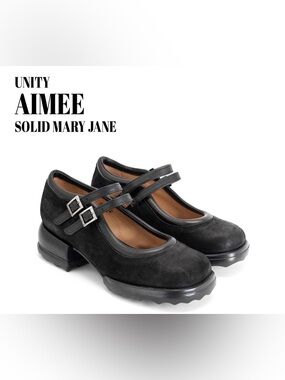 Fluevog EXCELLENT Unity Aimee blck double strap low heel Mary Jane -8.5 (fits 8)